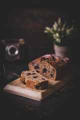 Vegan cake with blueberries and cinnamon