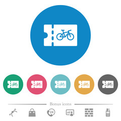 Bicycle shop discount coupon flat round icons