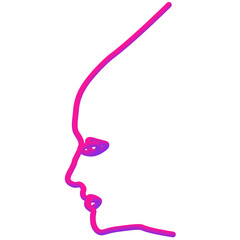 The face of the person in one line in the neon style