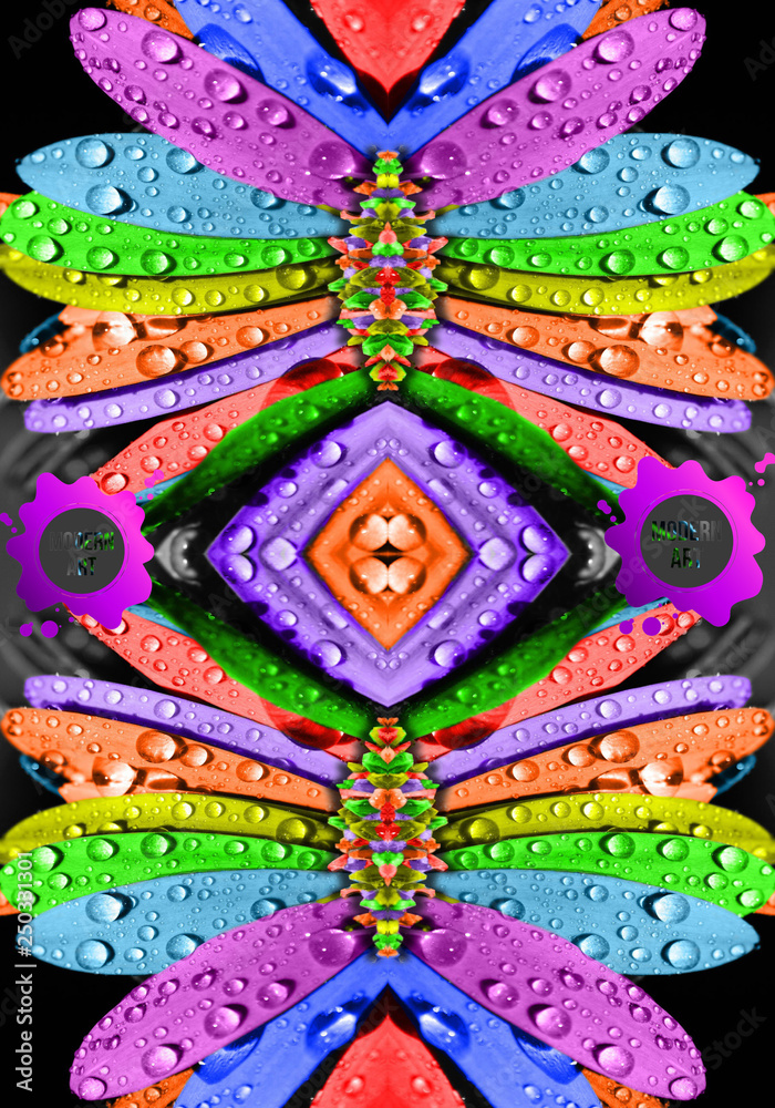 Poster Artistic computer generated multicolored smooth abstract fractals artwork background