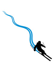 linie pfad striche spuren ski fahren runter berg winter sport spaß bergab berge urlaub ferien skiurlaub clipart silhouette design cool kalt langlauf schnee piste - obrazy, fototapety, plakaty