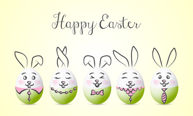 Happy easter bunny vector card background