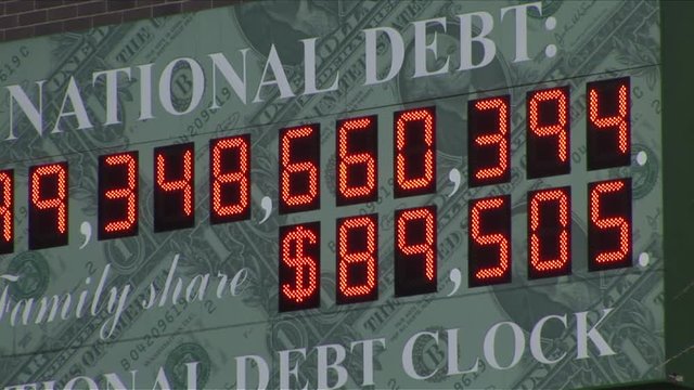 View of National debt clock in New York United States
