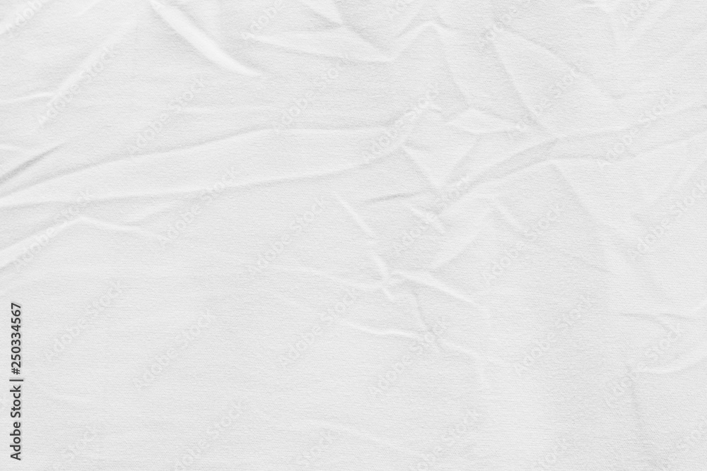 Aufkleber white cotton fabric wrinkled canvas texture background for design blackdrop or overlay background