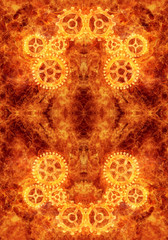 Abstract religious artistic bright fiery artwork as a unique background