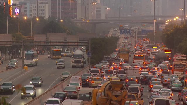 Busy rush hour traffic in Guangzhou China