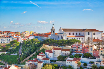 Obraz premium Scenic panoramic views of Lisbon from Saint George Castle (Sao Jorge) lookout