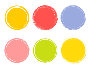 Creative vector illustration of watercolor hand drawn element. Circle brush stroke background. Paint art design. Abstract concept color grunge graphic. Label sticker. Stamp for your handwritten words