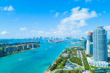 Fototapeta na wymiar Aerial view of Miami Beach, South Beach, Florida, USA. 
