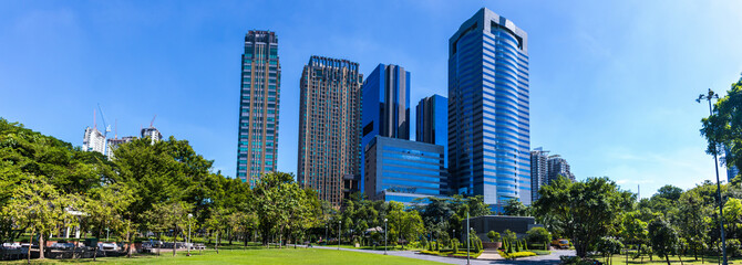 Panorama photo building and public park in Bangkok Thailand. Panorama photo building and public park in Bangkok Thailand. 