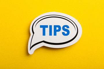 Tips Speech Bubble Isolated On Yellow Background