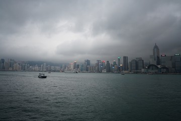 Fototapeta premium Hong Kong Harbor with a Boat