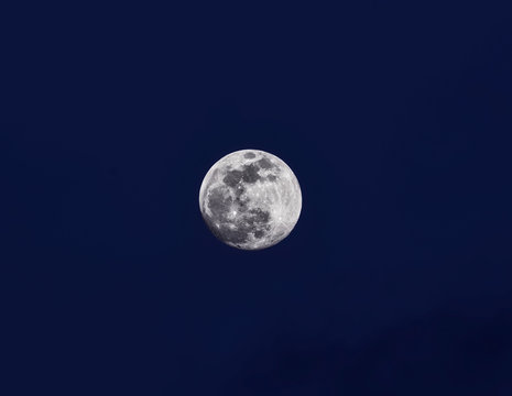 supermoon on background of blue sky, at dusk.high resolution photography