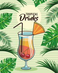 tropical cocktail drink poster