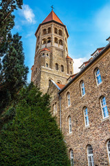 Fototapeta premium Benedictine Abbey of St. Maurice and St. Maurus in Clervaux, Luxembourg, partial exterior view