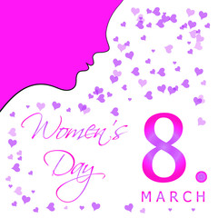 Womens Day pink hearts isolated invitation card