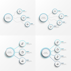 Set abstract elements of graph infographic template with label. Business concept with 3 and 4 options. For content, diagram, flowchart, steps, parts, infographics, workflow layout. 