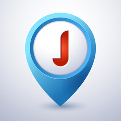 J letter map pin pointer mobile logo template