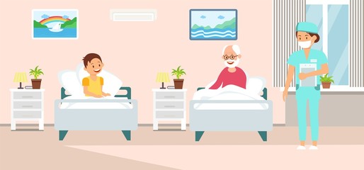 Inpatient Treatment Cartoon Vector Illustration