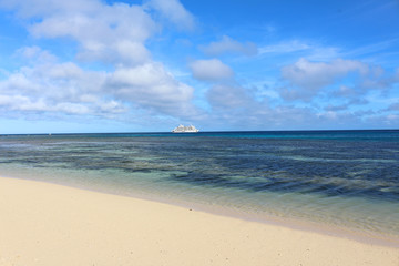 Fototapeta na wymiar Beach and cruise ship, Fiji