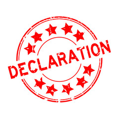 Grunge red declaration word round rubber seal stamp on white background