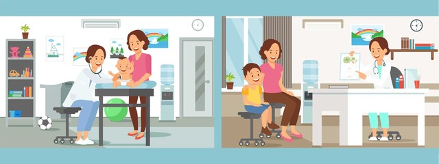 Pediatrics Care Clinic Flat Vector Illustration