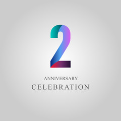 2 Year Anniversary Celebration Vector Template Design Illustration