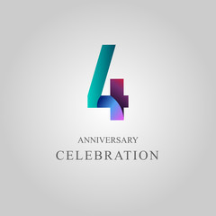 4 Year Anniversary Celebration Vector Template Design Illustration