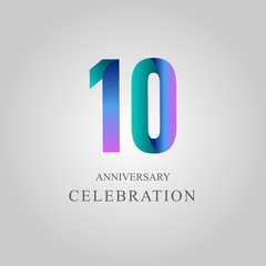 ANNIVERSARY PURPLE DESIGN10 Year Anniversary Celebration Vector Template Design Illustration