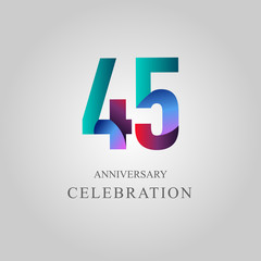 45 Year Anniversary Celebration Vector Template Design Illustration