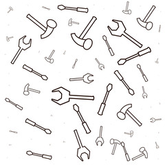 pattern of hammer and tools
