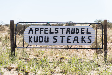 at an namibian highway apfelstrudel kudu steak