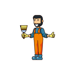 construction worker with paint brush