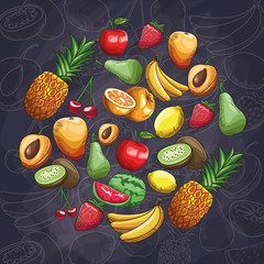 hand drawn fruits
