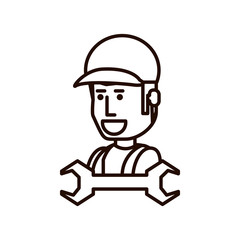 Obraz premium construction worker with wrench tool