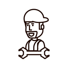 construction worker with wrench tool