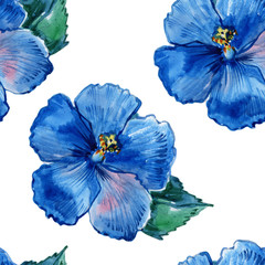 Seamless pattern with watercolor flowers. Tropical flowers. Flower background. Basis for wallpaper, printing, packaging.