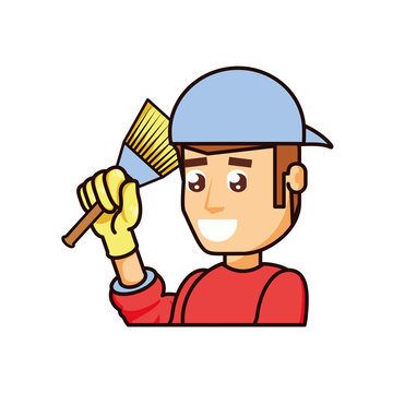 construction worker with paint brush