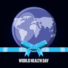 world health day card with planet earth