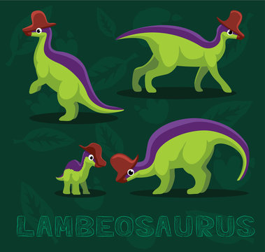 Dinosaur Lambeosaurus Cartoon Vector Illustration