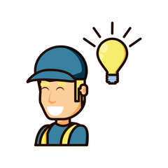 young man with light bulb