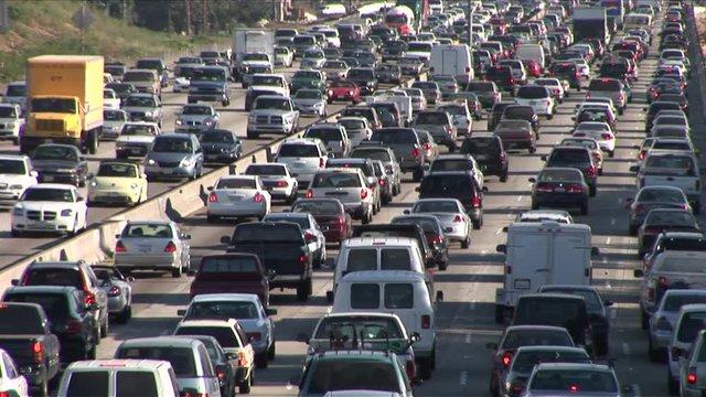 Heavy traffic on Freeway in Los Angeles United States