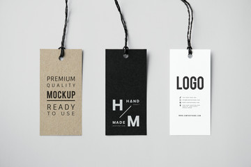 Three fashion label tag mockups - obrazy, fototapety, plakaty