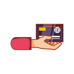 hand with credit card isolated icon