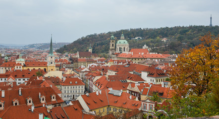 Naklejka na ściany i meble Aerial view of Old Praha, Czech