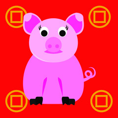 Pig with pink color