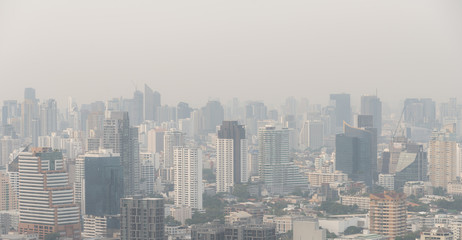 Fototapeta premium Bangkok city Thailand air pollution remains at hazardous levels PM 2.5 - minute dust and smoke level high