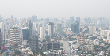 Fototapeta na wymiar Bangkok city Thailand air pollution remains at hazardous levels PM 2.5 - minute dust and smoke level high