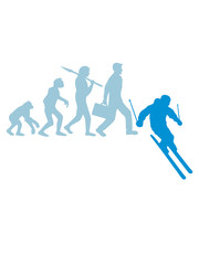 Fototapeta na wymiar cool evolution ski fahren runter berg winter sport spaß bergab berge urlaub ferien skiurlaub clipart silhouette design kalt langlauf schnee piste