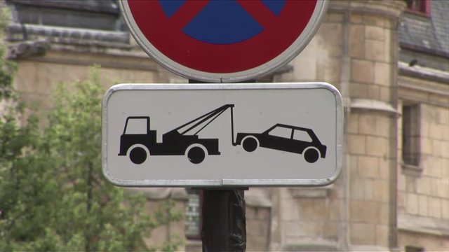 No Parking signboard in Paris France